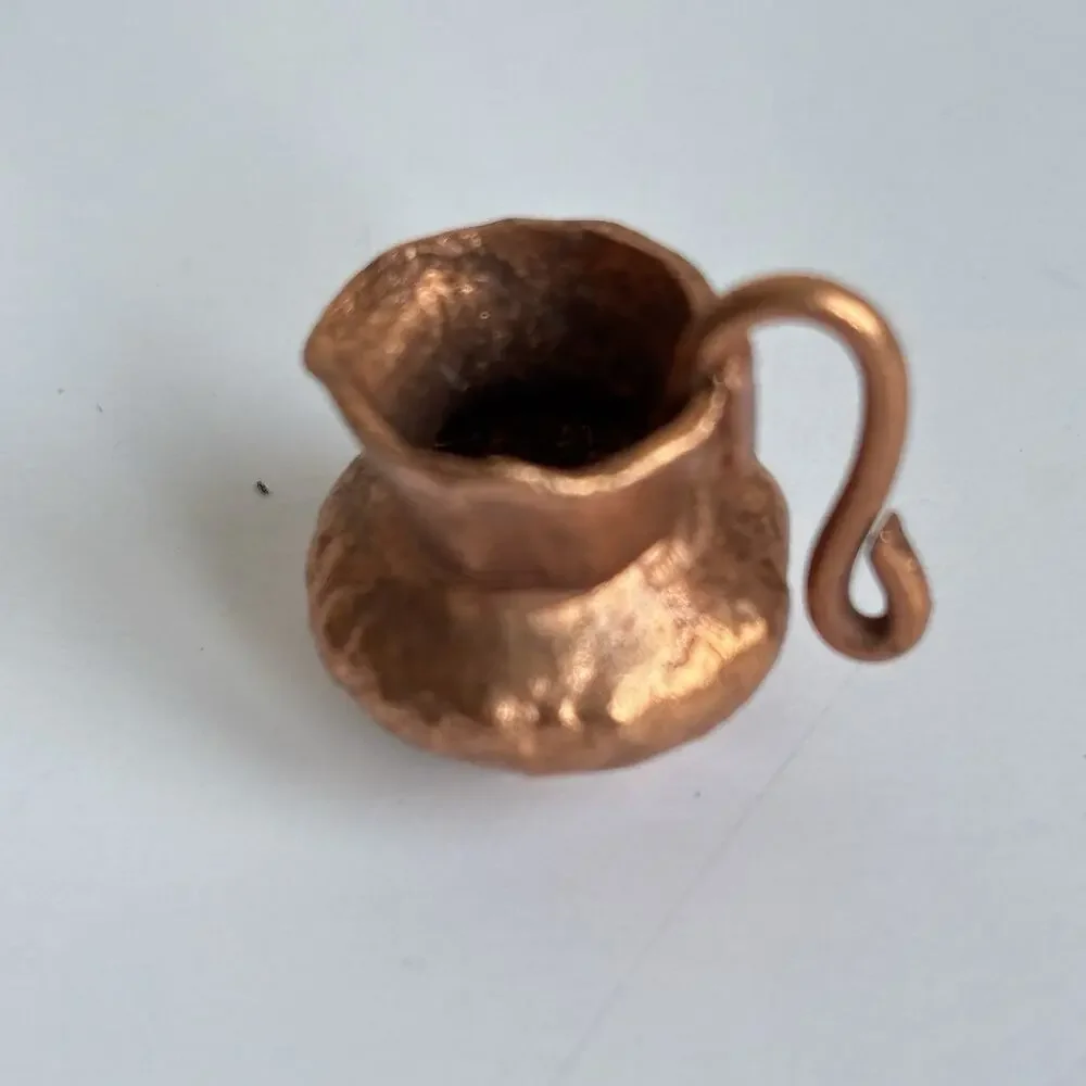 1:12 Dollhouse Miniature Copper Metal Kitchenware Set Lot 7 Pan Pot Pitcher Cups